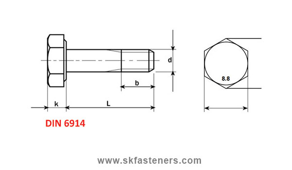 DIN 6914 Hex Bolt / ISO 7412 Hex Bolt manufacturers exporters suppliers in india punjab ludhiana